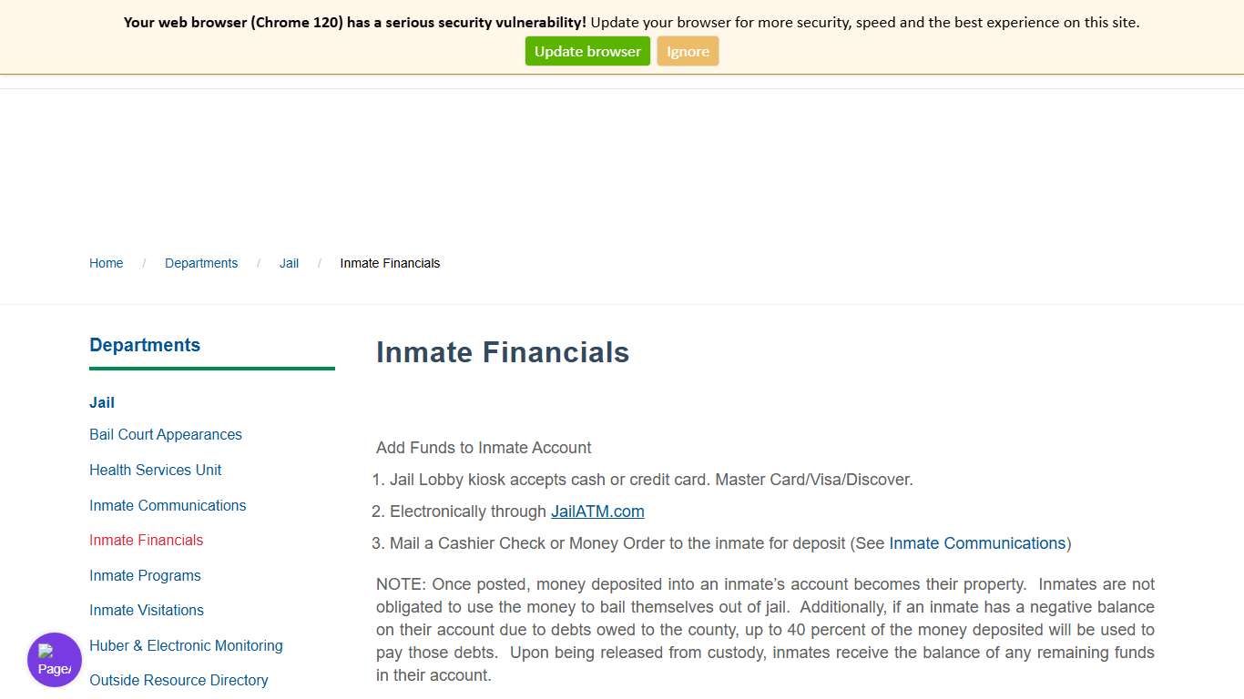 Manitowoc County - Inmate Financials - Manitowoc County