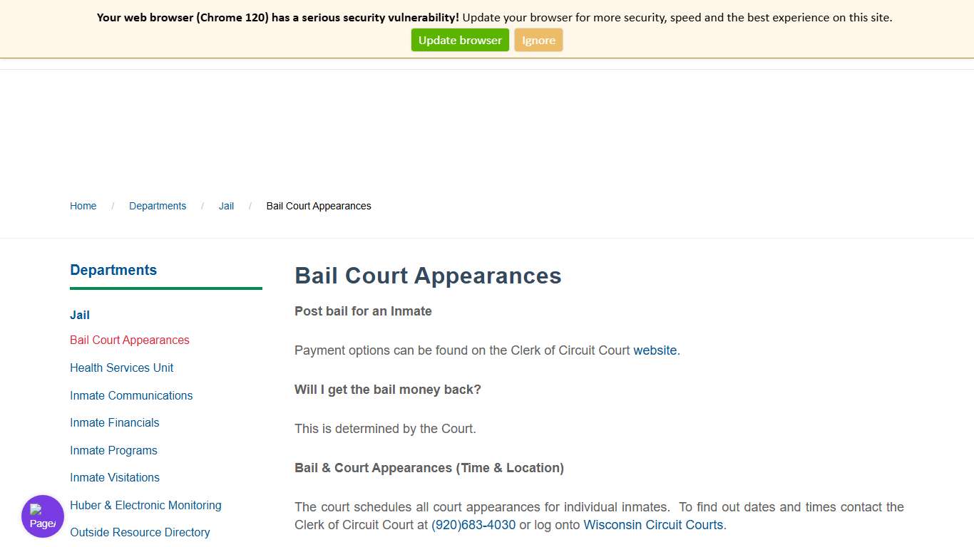 Manitowoc County - Bail Court Appearances - Manitowoc County